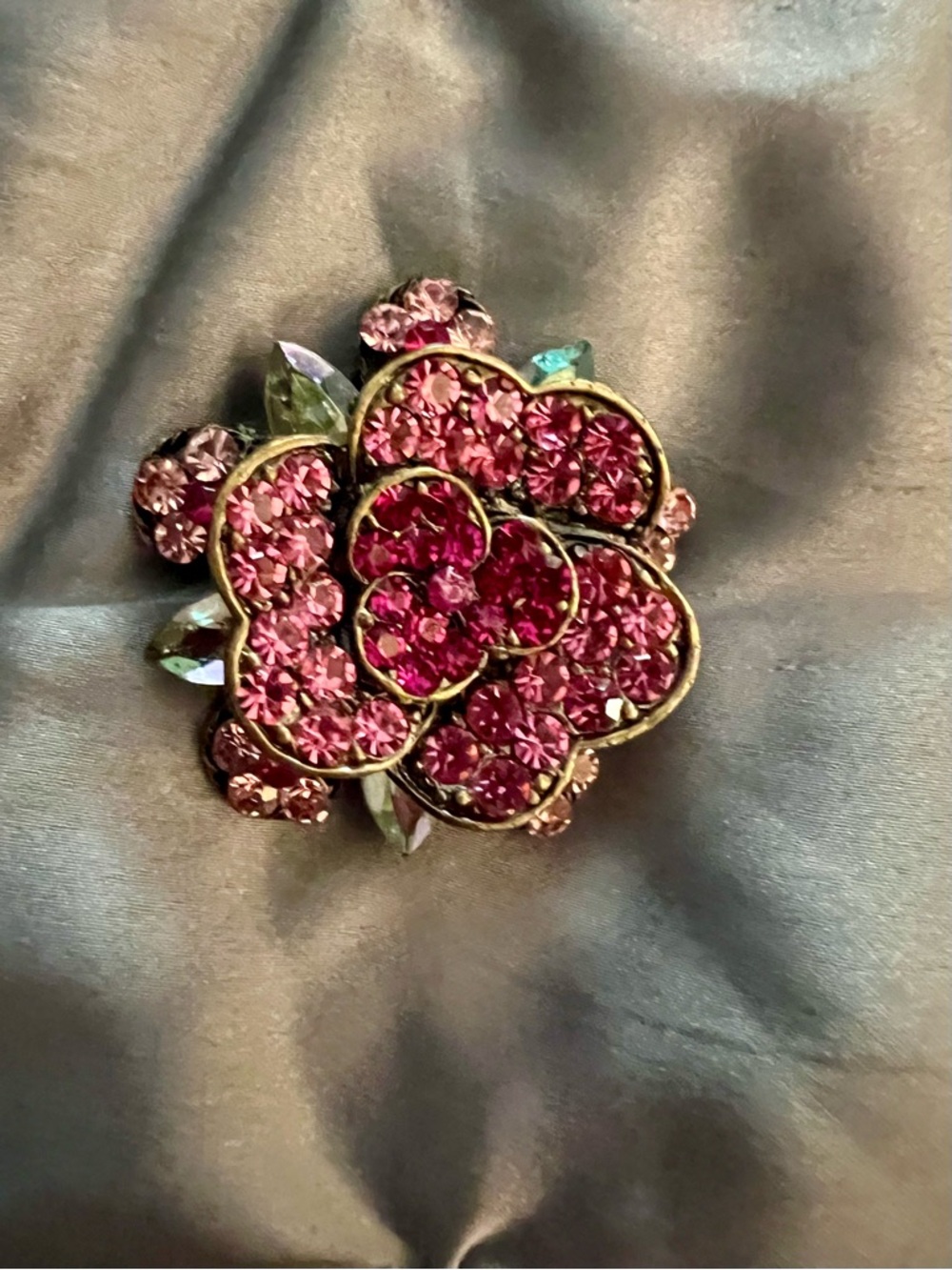 Pink Crystal Flower Brooch - Elegant Floral Jewelry